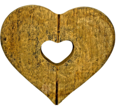 Vtg Handmade Distressed Wood Heart Decoration Hanging Brown 6.5 x 7 Inches - £11.58 GBP
