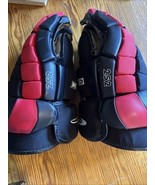 CCM 252 HOCKEY GLOVES Red Black 15&quot; 38 cm 1 needs palm Repair - $61.08 CAD