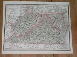 1886 Original Antique Map Of Virginia / West Virginia / Delaware - £13.62 GBP