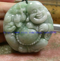 Free shipping - Burma Green Jadeite jade Laughing Buddha charm pendant - £20.47 GBP
