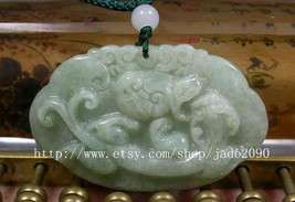 Free Shipping - Myanmar jade , Natural white jade Dragon Carved Dragon Round sha - £15.89 GBP