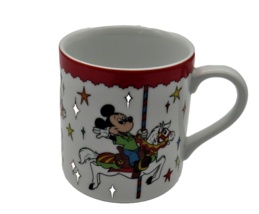 Vintage Disney Mickey Mouse Coffee Cup Mug Donald Duck Carousel Made in Japan - $8.79