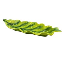 Variegated Green Leaf Platter Bowl Plate 16&quot;x6&quot; Wide Made in Italy 9599/40 Read - £22.03 GBP