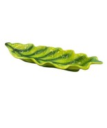 Variegated Green Leaf Platter Bowl Plate 16&quot;x6&quot; Wide Made in Italy 9599/... - £21.98 GBP