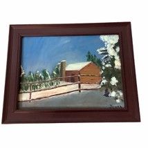 Winter Cabin Original Oil on Canvas Landscape Painting Artist Signed Jewel  - £27.65 GBP