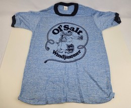 Vintage Ol’Salt Windjammer Ragland T-shirt Blue Medium Captain &amp; Mermaid - £19.45 GBP