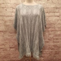 Sonoma Womens L XL Poncho Sweater w/ Side Buttons Fringed Hem Heather Gr... - £23.59 GBP