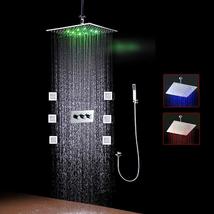 Cascada Luxury 16&quot; Square Ceiling Mounted Thermostatic Rainfall LED Shower With  - £955.47 GBP+
