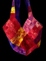 Handmade Quilted Large Tote Bag Rainbow Handcrafted Overnight Beach Yarn... - €56,95 EUR