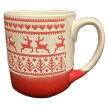 10 Strawberry Street Mug Christmas Reindeer Embossed Artisan Collection 16 Oz - £13.32 GBP