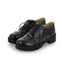 British style women brogue shoes cross tied mixed color round toe wingtip oxford - £44.34 GBP