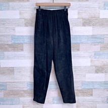 Cedar Petites Vintage Suede Leather Pull On Pants Black Lined Womens Medium - $39.59