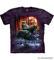 Fire &amp; Ice Wolves Fantasy Purple Hand Dyed T-Shirt, NEW UNWORN - £11.64 GBP