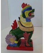Vintage Brightly Colored Ceramic Asian Lion/ Dragon Statue Apx 11&quot; T 6.5... - £97.08 GBP