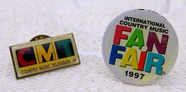 Vintage 2 Pin Set CMT Country Music Television &amp; ICM Fan Fair 1997 - $19.60