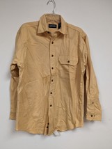 Lands End Shirt M Yellow Gold 15-15 1/2&quot; Long Sleeve Mens - $12.95