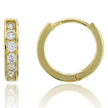 ADIRFINE 14K Solid Gold Cubic Zirconia 14MM Huggie Hoop Earrings - $155.99