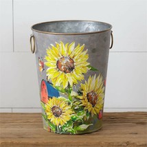 Sunflower Bucket with Handles in galvanized metal - £19.24 GBP