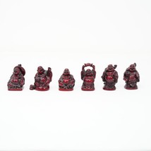 Set of 6 RED Feng Shui Laughing HAPPY Buddha Figures &amp; Statue Luck  - £6.96 GBP
