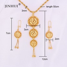 Dubai Gold plated Round Jewelry sets Necklace Pendant Earrings set for women Afr - £18.76 GBP
