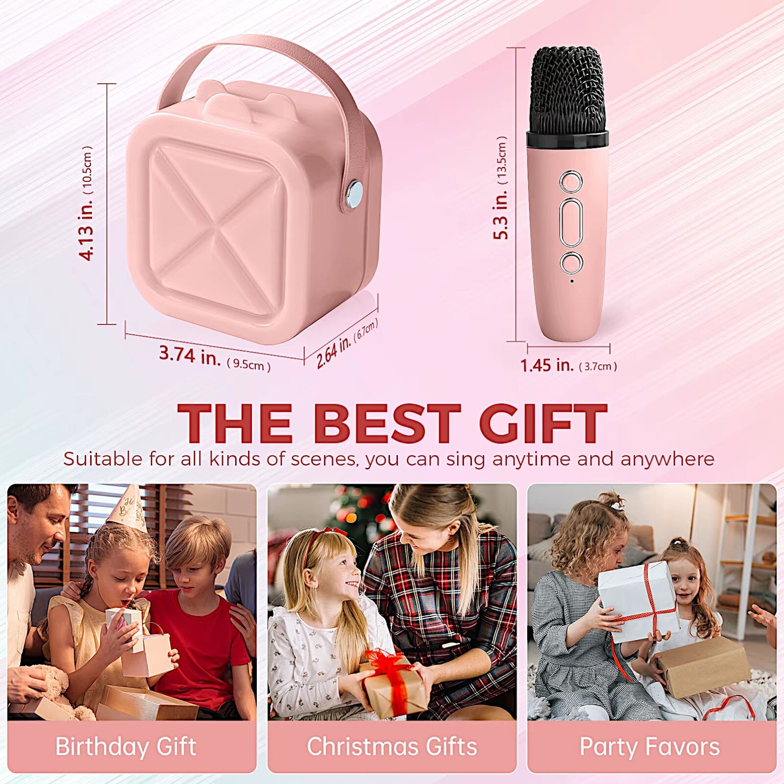 Mini Karaoke Machine Wireless Bluetooth Speaker Luminous Two Mics Voice Effects Item image 10