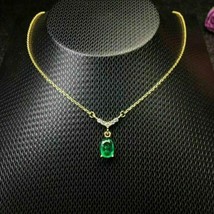 14K Yellow Gold Plated 4.50ct Simulated Diamond &amp; Emerald Pendant Necklace Gift - £57.18 GBP