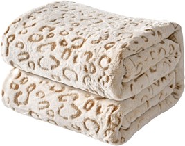 Brown, 50&quot; X 60&quot;, 3D Leopard Print Flannel Fleece Throw Blanket From Fy Fiber - £28.71 GBP