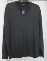 Club Room Merino Wool Pullover Sweater L/S V Neck Gray Men&#39;s Xxl $75 Nwt - £29.48 GBP