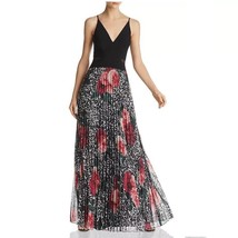 Aqua Womens 4 Black Animal Print Floral Pleated Skirt Maxi Dress NWT CZ74 - $127.39