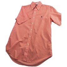 Polo Ralph Lauren Men Shirt Gingham Plaid Orange Short Sleeve Button Up Small S - £31.63 GBP