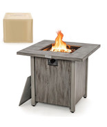 28 Inch 40 000 BTU Square Fire Pit Table with Lid and Lava Rocks-Gray - ... - $334.99
