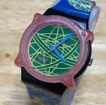 Vintage Swatch The Globe GB137 Mens Black Swiss Analog Quartz Watch~New Battery - £66.17 GBP