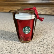 Starbucks 2013 Mini Ceramic Tumbler Cup Ornament Red Holly New In Package NWT - £14.25 GBP