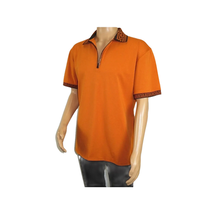 Men Sports Shirt DE-NIKO Short Sleeves Cotton Zipper Polo Shirt DBK104 Rust image 10