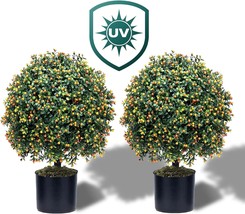 Two-Piece Pre-Planted Artificial Boxwood Set, Measuring 24 Inches And Made Of - £122.11 GBP