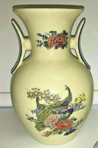 Collectible Porcelain Oriental Themed  Treasure Vase Hand Painted  Art, Edging - $17.22