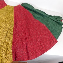 Handmade Christmas Tree Skirt Red Green Yellow Cotton Floral Fabric 50&quot; ... - $9.75