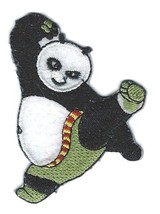 2X3&quot; fighting Panda bear IRON ON PATCH Sew On Patch martial arts clumsy ... - $8.54