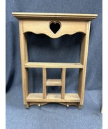 Vintage Wooden Country Farmhouse Wall Display Shelf With Heart Cut Outs ... - £28.90 GBP