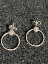 Ladies &quot;Silver Tone&quot; Pierced Earrings Dressy Nice Hoop Loop Circle - £7.90 GBP