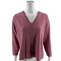 J Jill Womens Sweater Size XL Petite Pink V Neck Pullover 3/4 Sleeve - $23.76