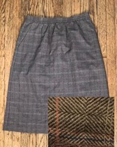 Vintage Brown Plaid Straight Skirt M L  Cottagecore Dark Academia Secret... - £15.79 GBP