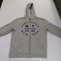Aeropostale Men's Gray Full Zip Drawstring Hooded Sweatshirt Size Medium image 13