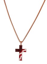 American Flag Cross Gold Color Necklace with 24 inch box chain - $15.00