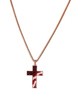 American Flag Cross Gold Color Necklace with 24 inch box chain - $280.57 MXN