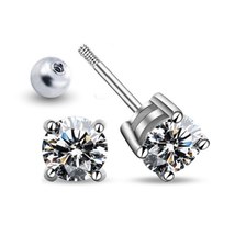 S925 Sterling Silver 1 Carat D Color Moissanite Screw Earrings for Women Fine Je - £40.44 GBP