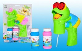 Light Up Green Frog Bubble Gun W Sound Toy Bottle Bubbles Maker Machine #455 - £7.55 GBP