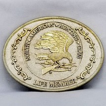 Vintage Belt Buckle North American Hunting Club Life Member Eagle Holding Rifle - £17.53 GBP