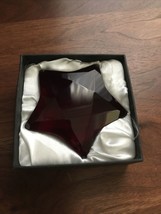 Rosenthal 3.5&quot; RUBY/ Cardinal Red Crystal Signed Star Paperweight Original Box - £19.40 GBP