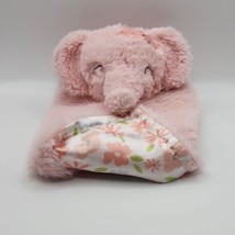 Parents Choice 12&quot; x 12&quot; Pink Elephant Floral Plush Baby Security Blanket Lovey - £7.76 GBP